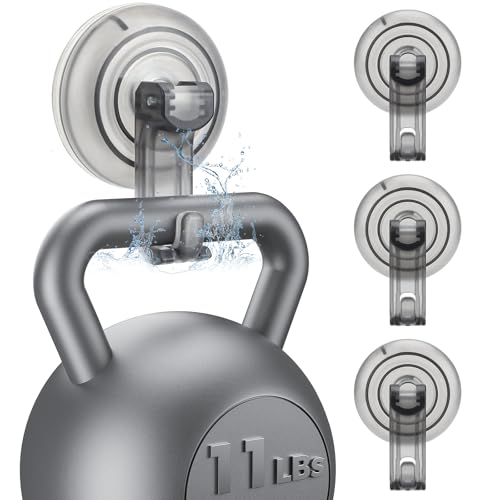 JOTPE Nano Gel Suction Cup Shower Hooks - Heavy Duty Reusable, Clear Gray, 4-Pack