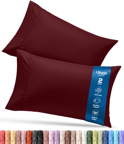 Utopia Bedding Burgundy 20x20 Inch Pillow Cases Set of 2 - Ultra Soft Microfiber