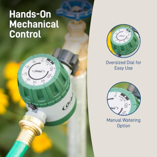 Orbit Mechanical Water Timer - Adjustable Hose Faucet Timer (Color Varies)