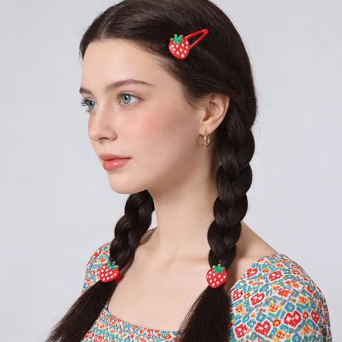 Strawberry Hair Clip and Hair Ties Set - 5PCS Cute Fruit Barrettes