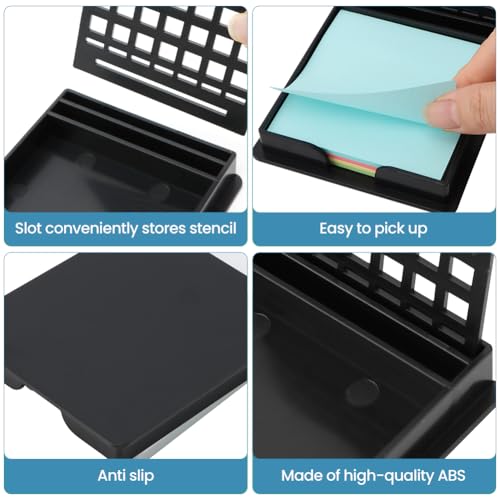 Black Sticky Note Holder with 5 Stencils & 100 Post-It Notes