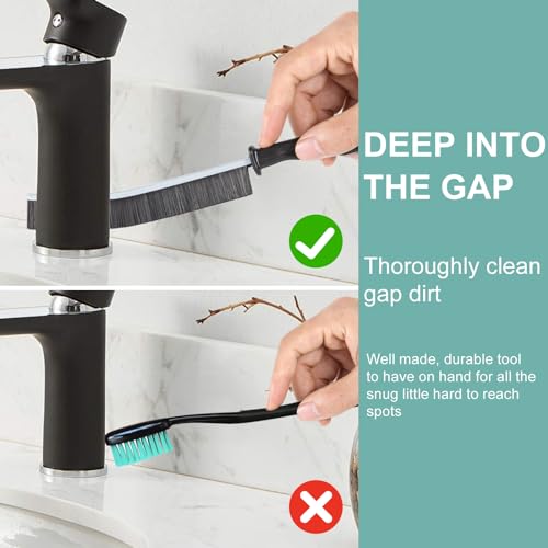 BANSTLE Hard-Bristled Crevice Cleaning Brush - 3 Piece Set for Grout & Tiles