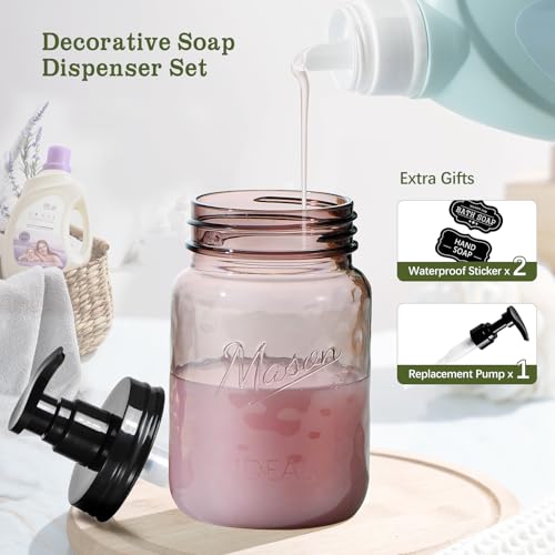 Amolliar 16 Oz Vintage Rose Soap Dispenser with Pump