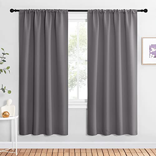 NICETOWN Gray Blackout Curtains 42" x 72" - 2 Panel Set