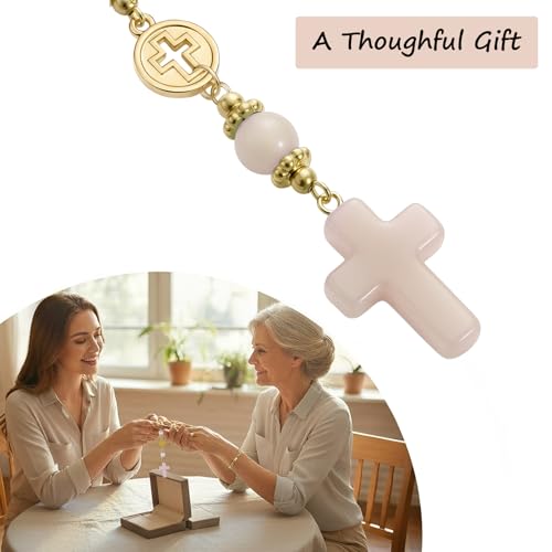 Pink Cross Car Charm for Rear View Mirror - Christian Gift for Women