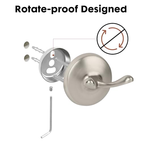 Heavy Duty Double Towel Hook Set - Brushed Nickel, 2 Pack