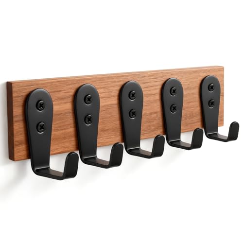IBERDE Black Heavy Duty Stainless Steel Wall Hooks 8 Pack - Coat, Key, Garage Storage