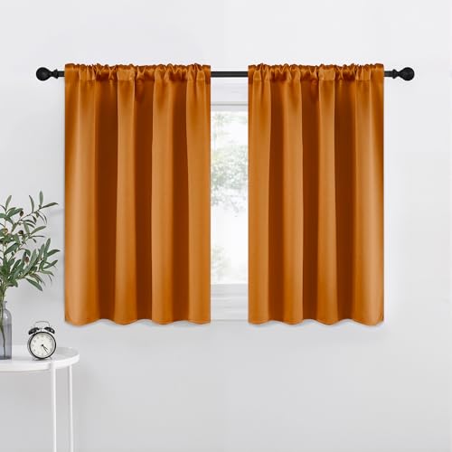NICETOWN Room Darkening Satin Curtains - 42" x 36" - 2 Panels, Orange