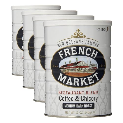 French Market Coffee & Chicory Restaurant Blend, Medium-Dark Roast, 12oz (4pk)
