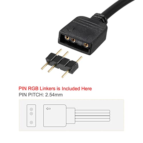 uxcell ARGB Splitter Cable 3 Pin Female Extension Cord 30cm for LED Strips