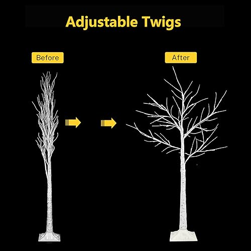 3 Pack Lighted Birch Tree Lights 4/5/6FT - Warm White LED Artificial Trees