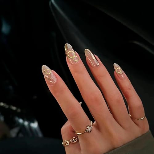 Gadjica 500Pcs Gold Metal Circle Nail Charms 3D Round Studs 3mm & 5mm