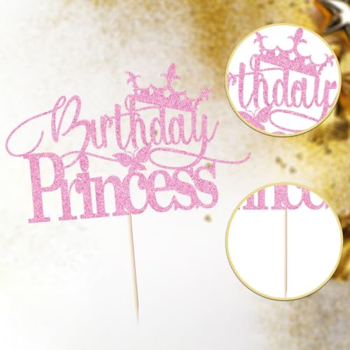 Glitter Princess Cake Topper for Girls Birthday Party Decor