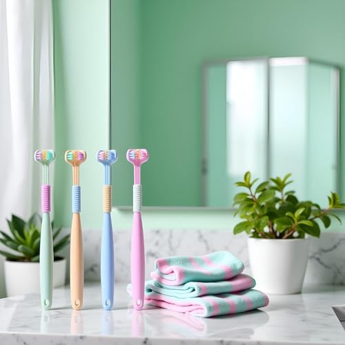 ZLmoue 3-Sided Soft Bristle Toothbrush 2-Pack Wrap-Around Deep Clean