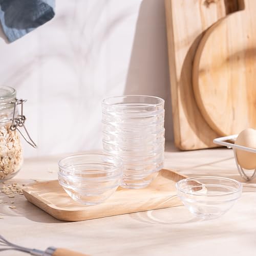 10 Pack Mini Glass Bowls - 3 Inch Prep & Dipping Bowls