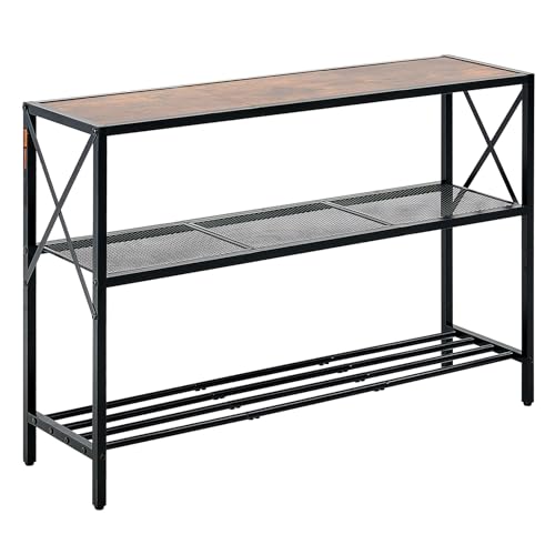 VEVOR Narrow Console Table, 41.7 Inch Entryway Table, 3-Tier Hallway Table, Sofa Table with Metal Frame, Console Tables for Entryway, Hallway, Living Room & Bedroom