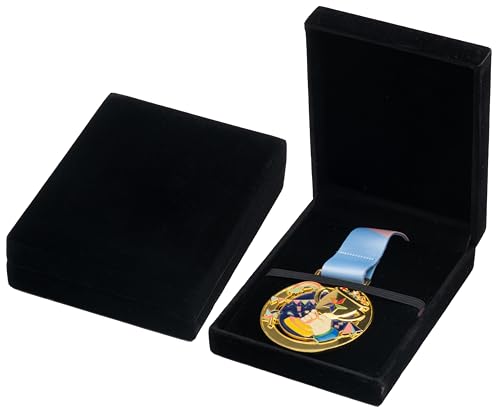 COWFEX Single Medal Display Box - Premium Black Velvet Organizer Case