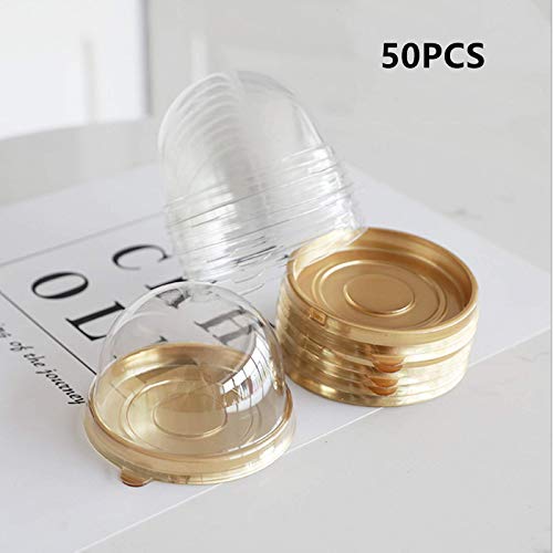 YUDONG 50-Pack Clear Mini Cupcake Containers with Dome Lids