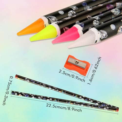 Telooco 4Pcs Rhinestone Picker Wax Pencil Set with Sharpener for Nail Art