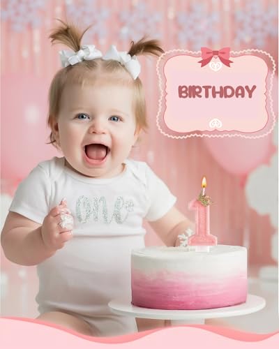 Pink Crown Number Birthday Candle with Greeting Card for Cake