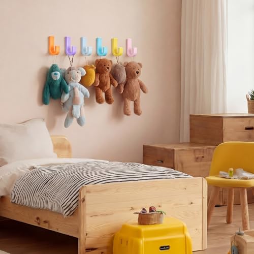 Pastel Colorful Coat Hooks - 6 Durable Wall Hooks Set