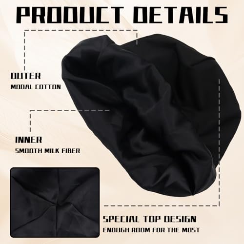 LUSTRIB Adjustable Silk Satin Sleep Bonnet for Curly Hair Protection