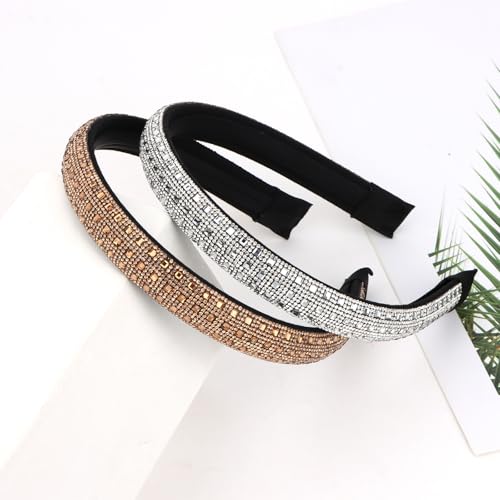 Esitrormi 2 PCS Rhinestone Headbands for Women Sparkly Hair Bands