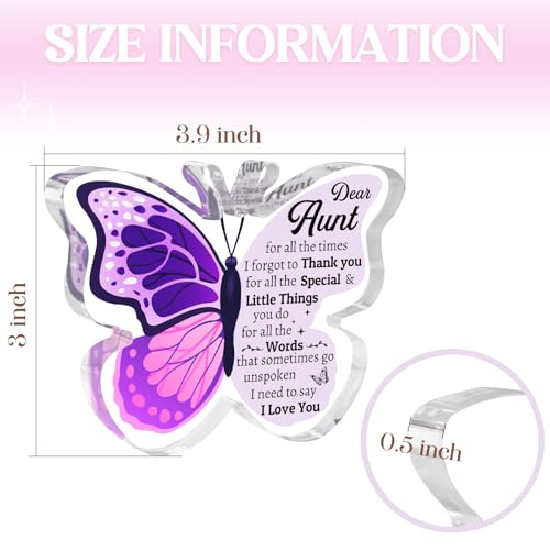 Aunt Acrylic Plaque - Engraved Butterfly Gift from Niece