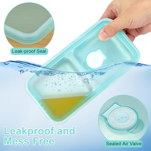 KITHELP Stainless Steel Double Compartment Snack Containers - Blue (2 Pack)