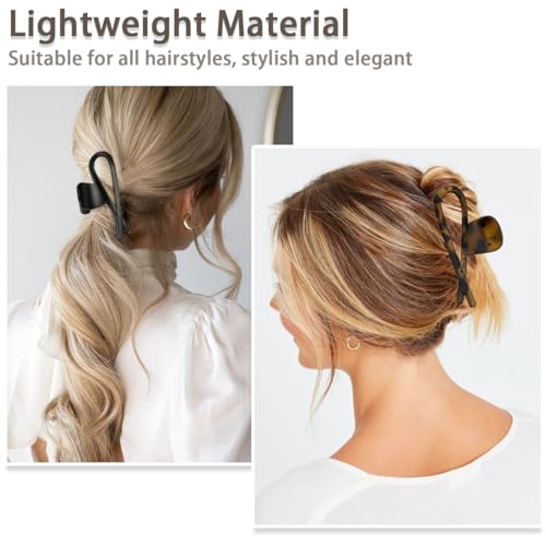 Bow Hair Claw Clips 4-Piece Large Resin Hair Barrettes Strong Hold