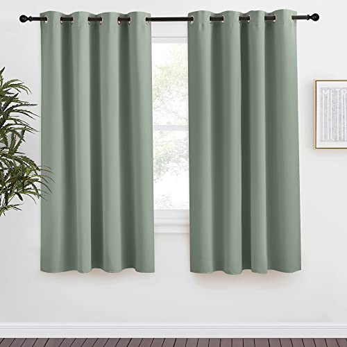 NICETOWN Thermal Insulated Blackout Curtain, Greyish Green, 55x57