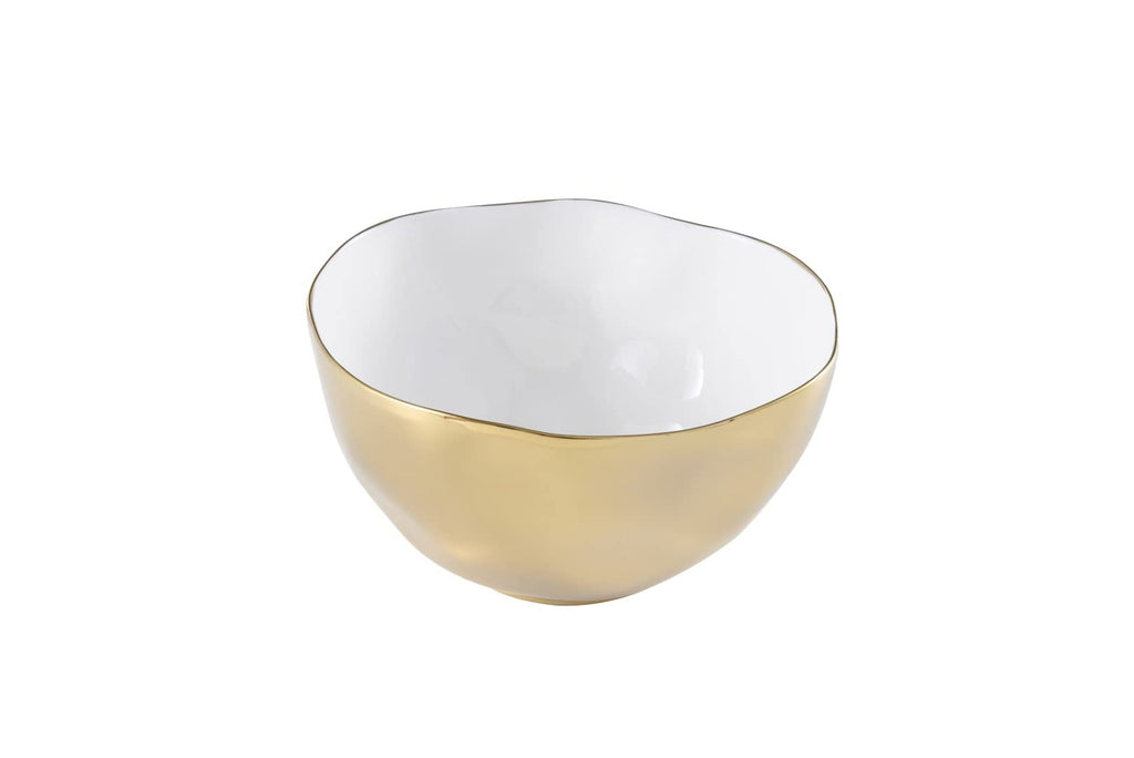 Pampa Bay Moonlight Tarnish Free Large Porcelain Serving Bowl with gold titanium