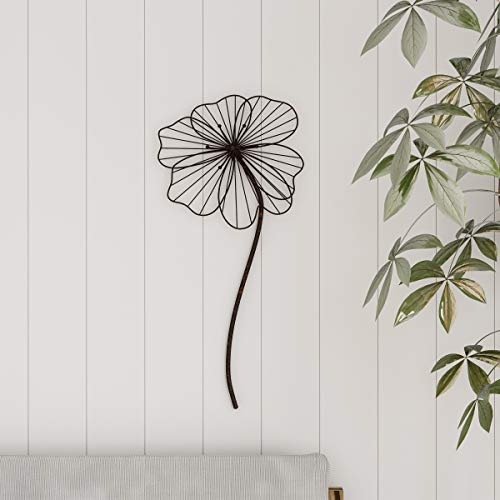 Wall Decor - Metal Layered Wire Flower Sculpture - Contemporary Hanging Accent for Living Room, Bedroom, Entryway, or Kitchen by Lavish Home (Brown)