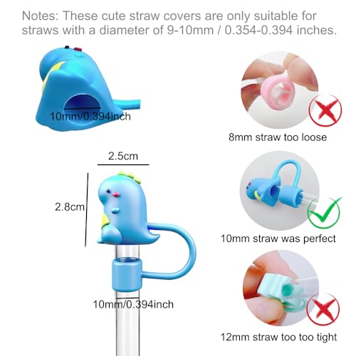 Cute Dinosaur Silicone Straw Cover for Stanley Tumbler 30Oz & 40Oz