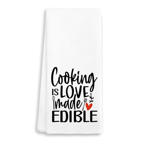 Cooking is Love Made Edible Kitchen Towel - 16"x24" Decorative Hand Towel
