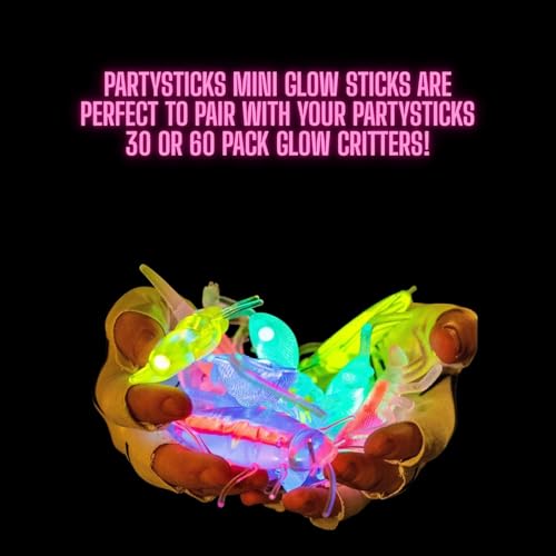 PartySticks 100 Pack Mini Glow Sticks - Neon Light Party Favors & Easter Decorations