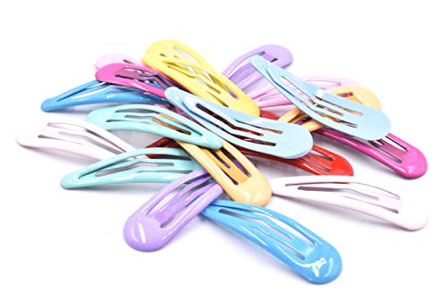 Art&Beauty 20-Piece Colorful Glossy Metal Snap Hair Barrettes 2 Inch