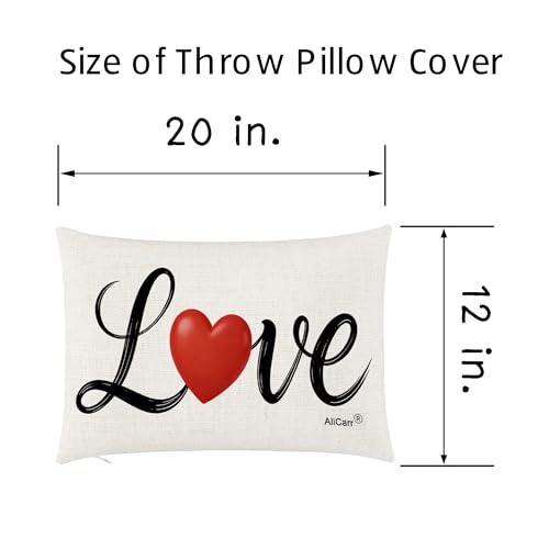 Love Hearts Throw Pillow Cover 12x20 Inches - 3love Design