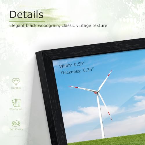 Fisnish Black Woodgrain 8x10 Picture Frame Set of 3 - Wall & Tabletop Display