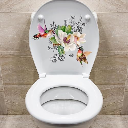 Floral Birds Butterfly Toilet Seat Stickers - Set of 2