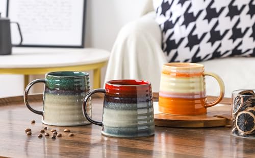 16 oz Handmade Ceramic Coffee Mug with Handle - Red Variation