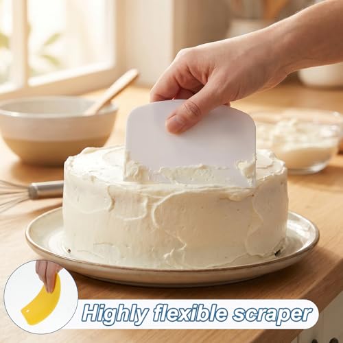 5-Piece Dough Scraper Set for Baking - Flexible Plastic Scrapers