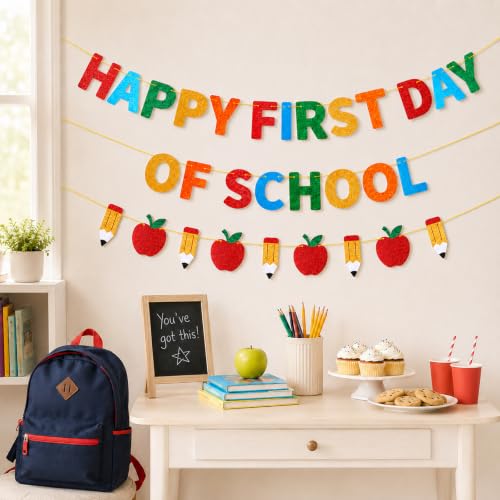 Happy First Day of School Banner, Classroom and Home Decor