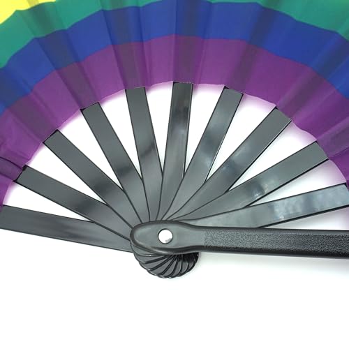 Temogole Large Rainbow Hand Fan - Folding Pride Festival Fan