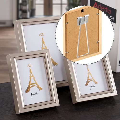 Silver Easel Back Photo Frame Stand - 5 Pack with Screws & Screwdriver