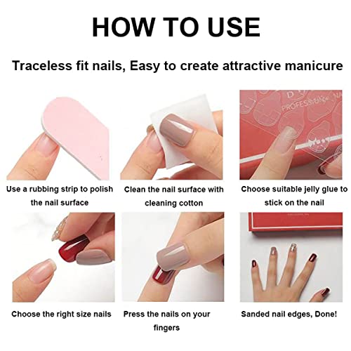 Strawberry Press On Nails Medium Almond Red French Tip False Nails