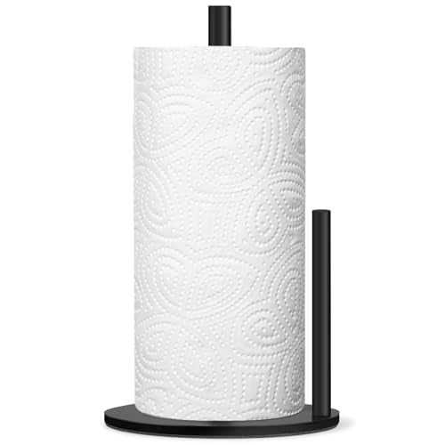 Black Countertop Paper Towel Holder with Weighted Base