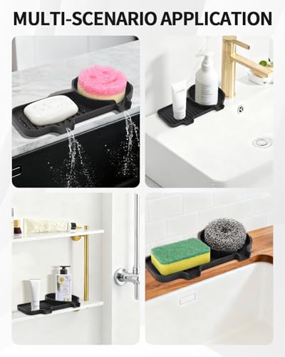 2-in-1 Silicone Sponge & Soap Holder with Drain Tray - Kitchen & Bathroom Organizer