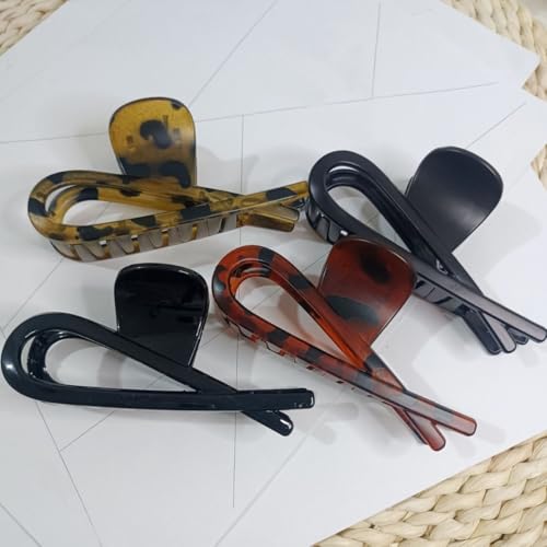 Bow Hair Claw Clips 4-Piece Large Resin Hair Barrettes Strong Hold