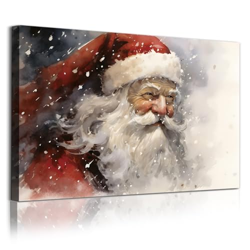 Vintage Santa Claus Canvas Wall Art 16x24 Inch Christmas Poster